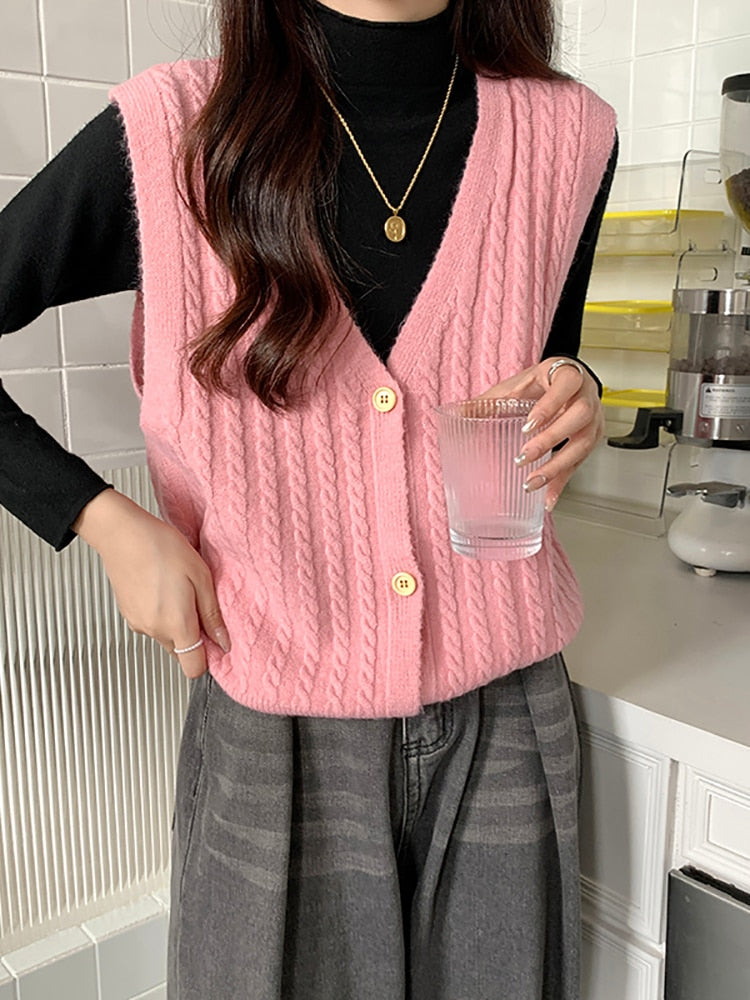 Knitted Sweater V-neck Vest