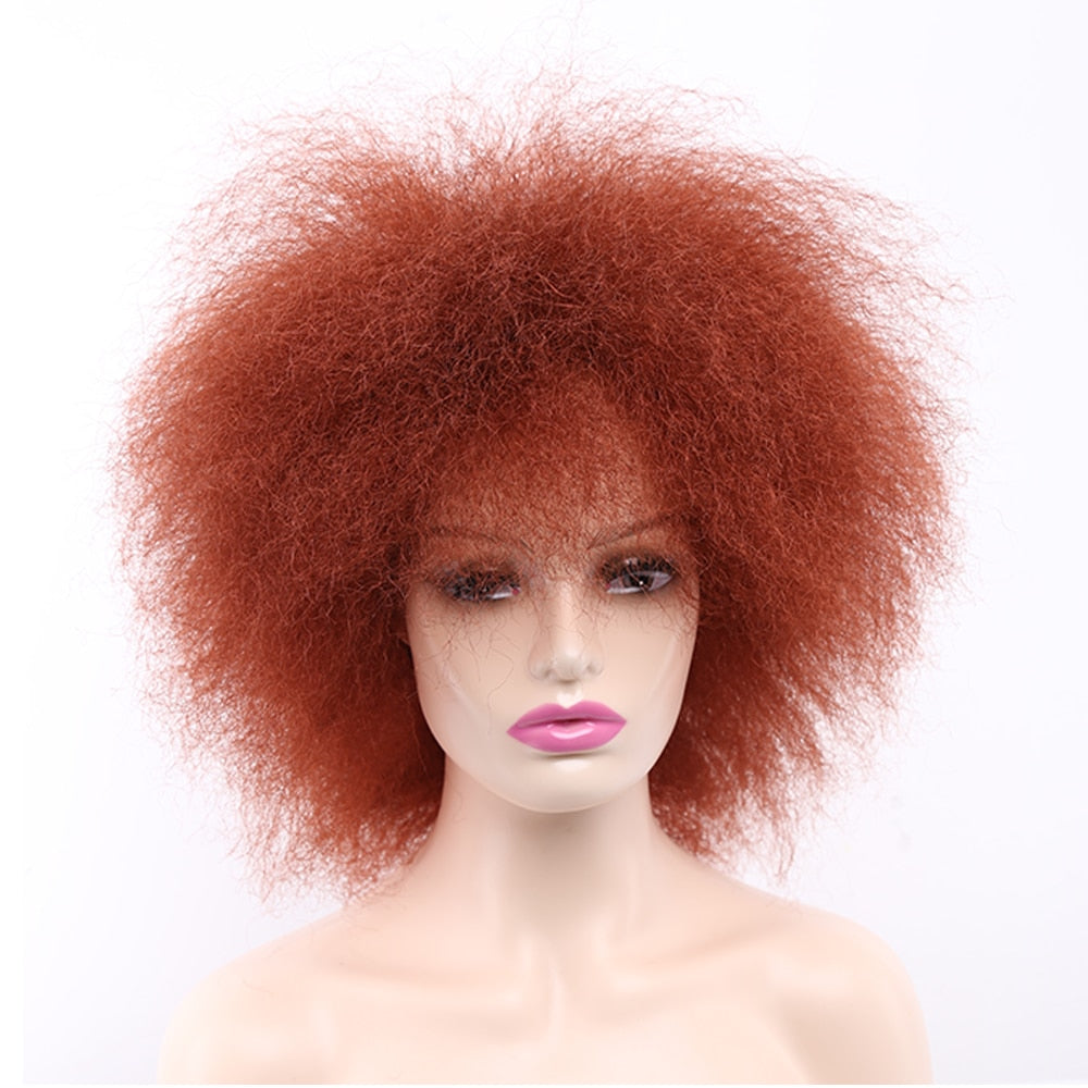 Fiber Yaki Straight Wig for Women Wine Red Brown Black|Synthetic None-Lace Wigs|