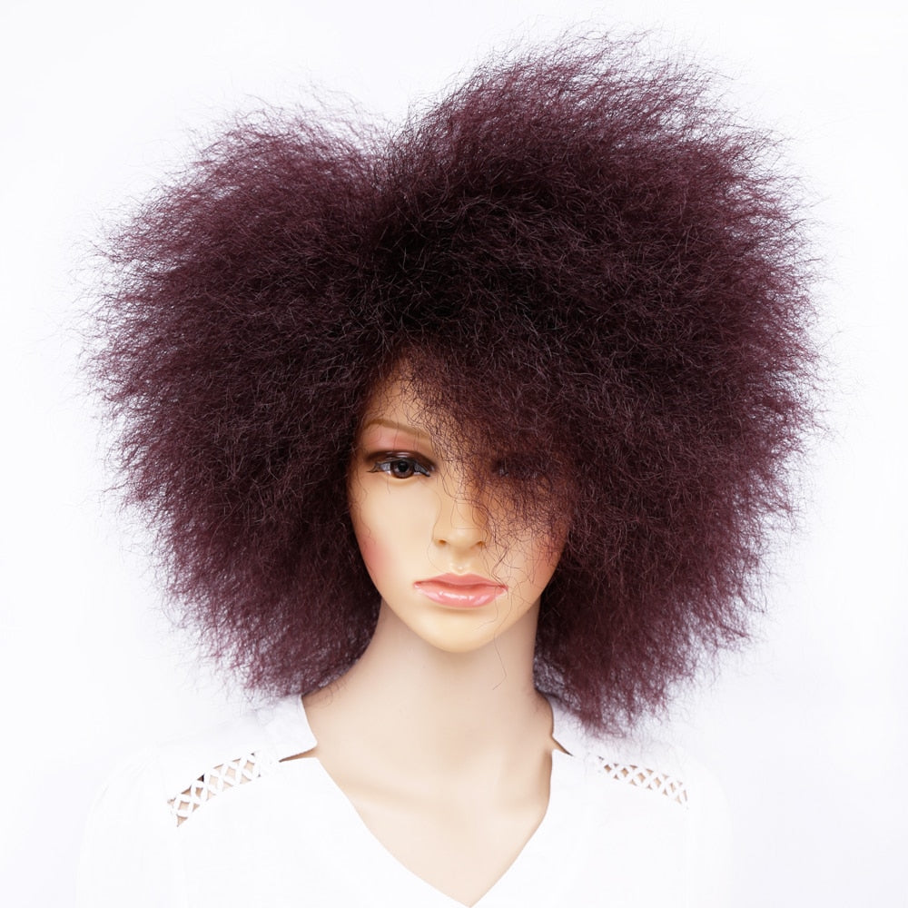 Fiber Yaki Straight Wig for Women Wine Red Brown Black|Synthetic None-Lace Wigs|