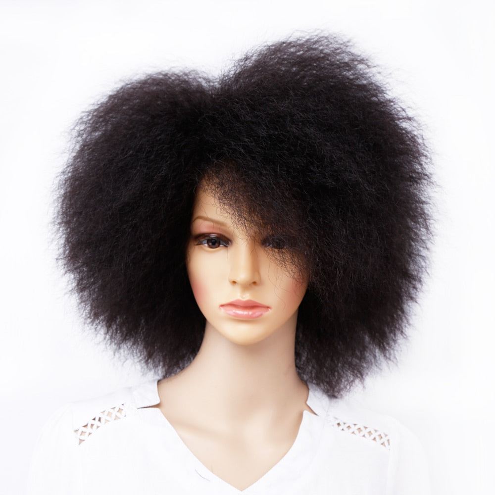 Fiber Yaki Straight Wig for Women Wine Red Brown Black|Synthetic None-Lace Wigs|