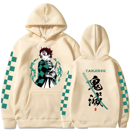 Anime Slayer Hoodies Tanjiro Kamado Print Hooded Sweatshirt for Men