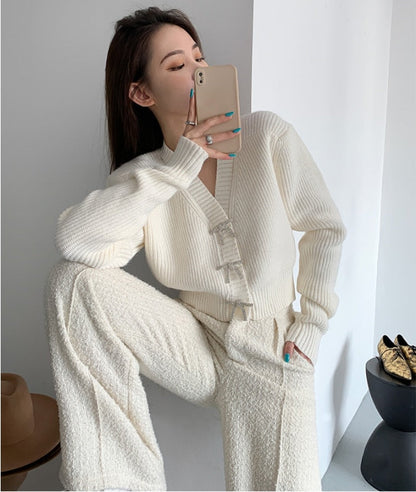 Knitted Cardigan V-neck Long-sleeve for Women