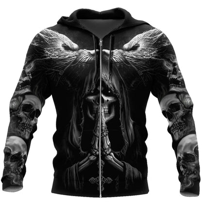 Skull Tattoo 3D All Over Printed Mens Sweatshirt Unisex Zip Pullover Casual Hoodies