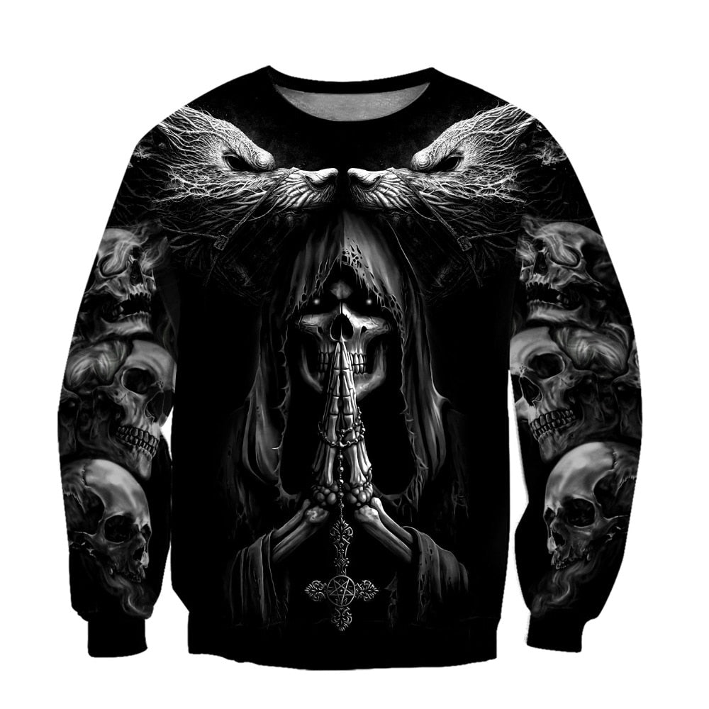 Skull Tattoo 3D All Over Printed Mens Sweatshirt Unisex Zip Pullover Casual Hoodies