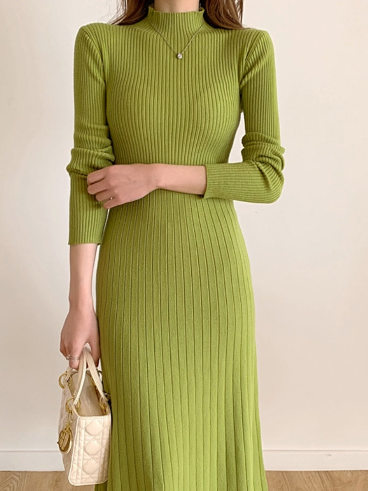 Slim Long Sleeve Party Midi Dress For Women