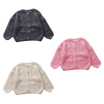 Retro Knitted Sweater Toddler Girls Thickened Cardigan