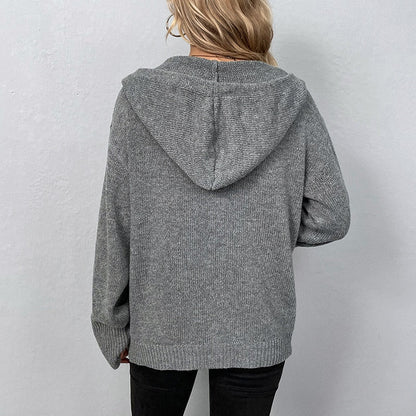 Hooded Knitted Jacket for Women