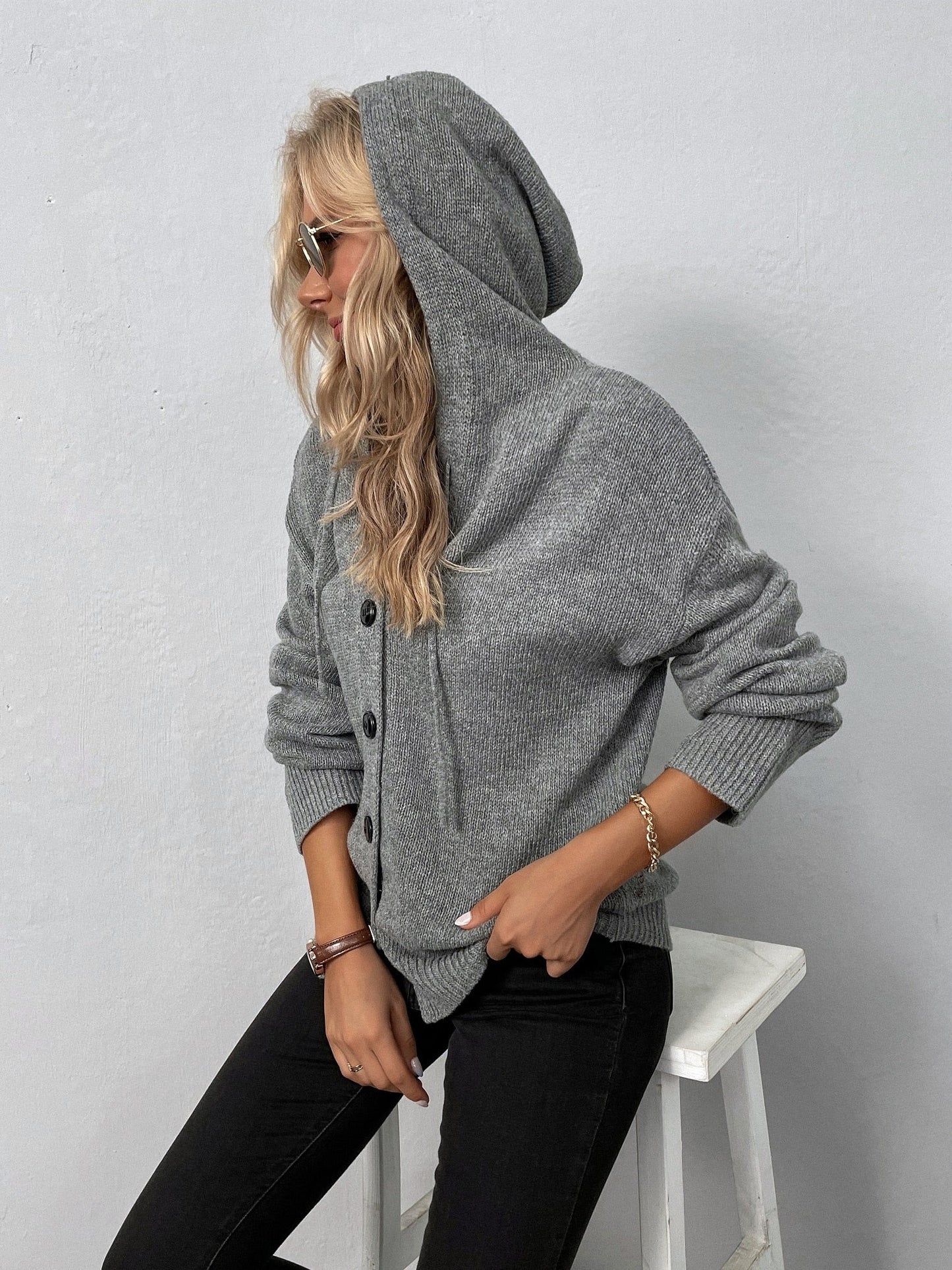 Hooded Knitted Jacket for Women