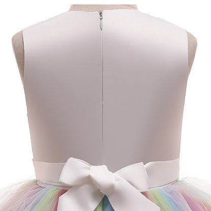 Unicorn Tutu Dress Pastel Rainbow Princess Girls Birthday Party Dress