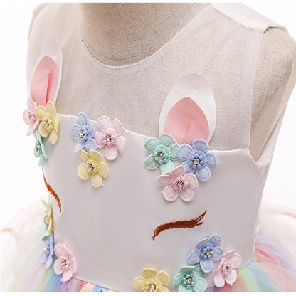 Unicorn Tutu Dress Pastel Rainbow Princess Girls Birthday Party Dress