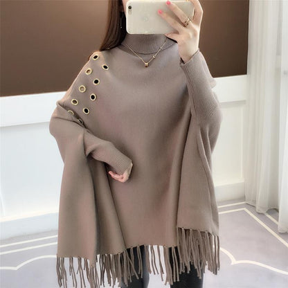 One Size highneck Cloak Sweater for Women