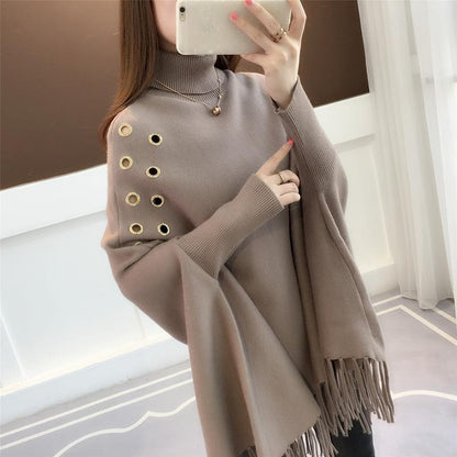 One Size highneck Cloak Sweater for Women