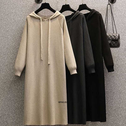 Vintage Large Loose Dress With Hooded