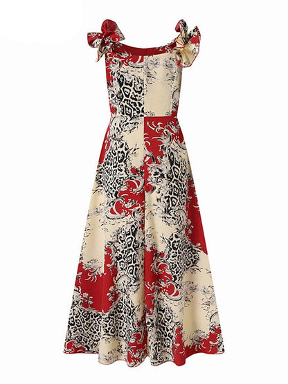 Flower Printed Sleeveless Maxi Summer Dress