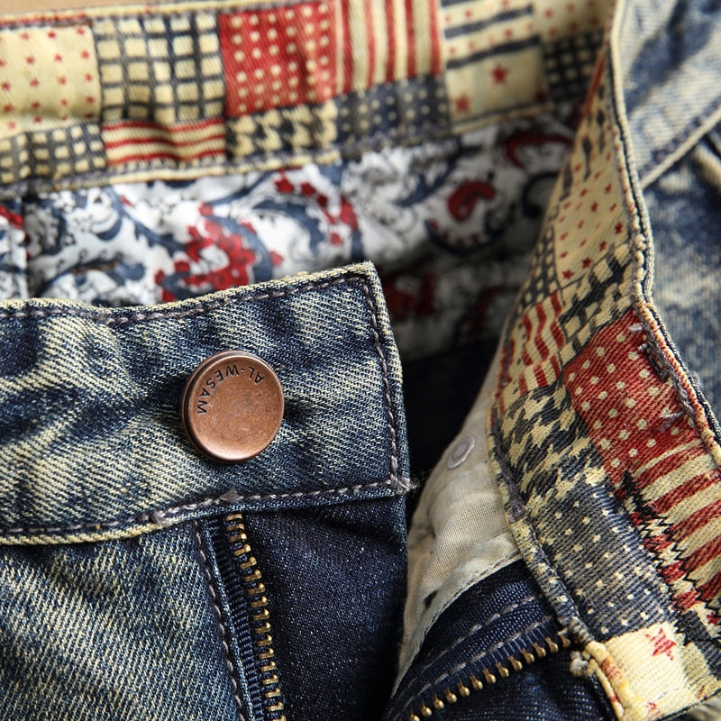 Retro Style Ripped Denim Shorts for Men