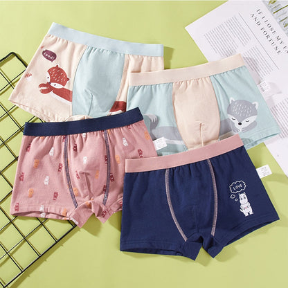 Kids Cartoon Cotton Shorts Underpants (4pcs Set)