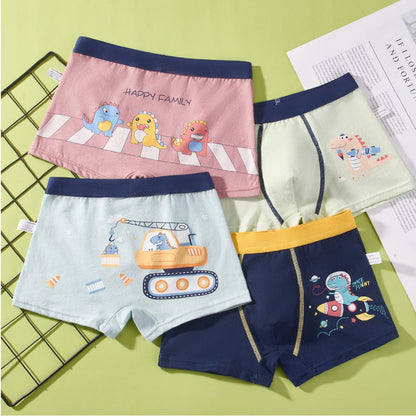 Kids Cartoon Cotton Shorts Underpants (4pcs Set)