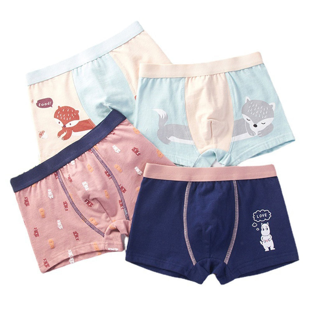 Kids Cartoon Cotton Shorts Underpants (4pcs Set)
