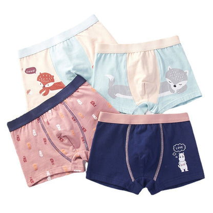 Kids Cartoon Cotton Shorts Underpants (4pcs Set)