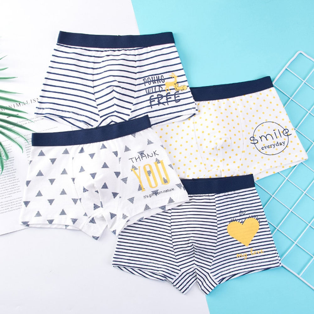Kids Cartoon Cotton Shorts Underpants (4pcs Set)