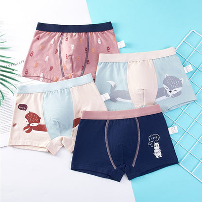 Kids Cartoon Cotton Shorts Underpants (4pcs Set)