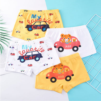 Kids Cartoon Shorts Soft Cotton Underpants Car Pattern 4/5pcs/lot