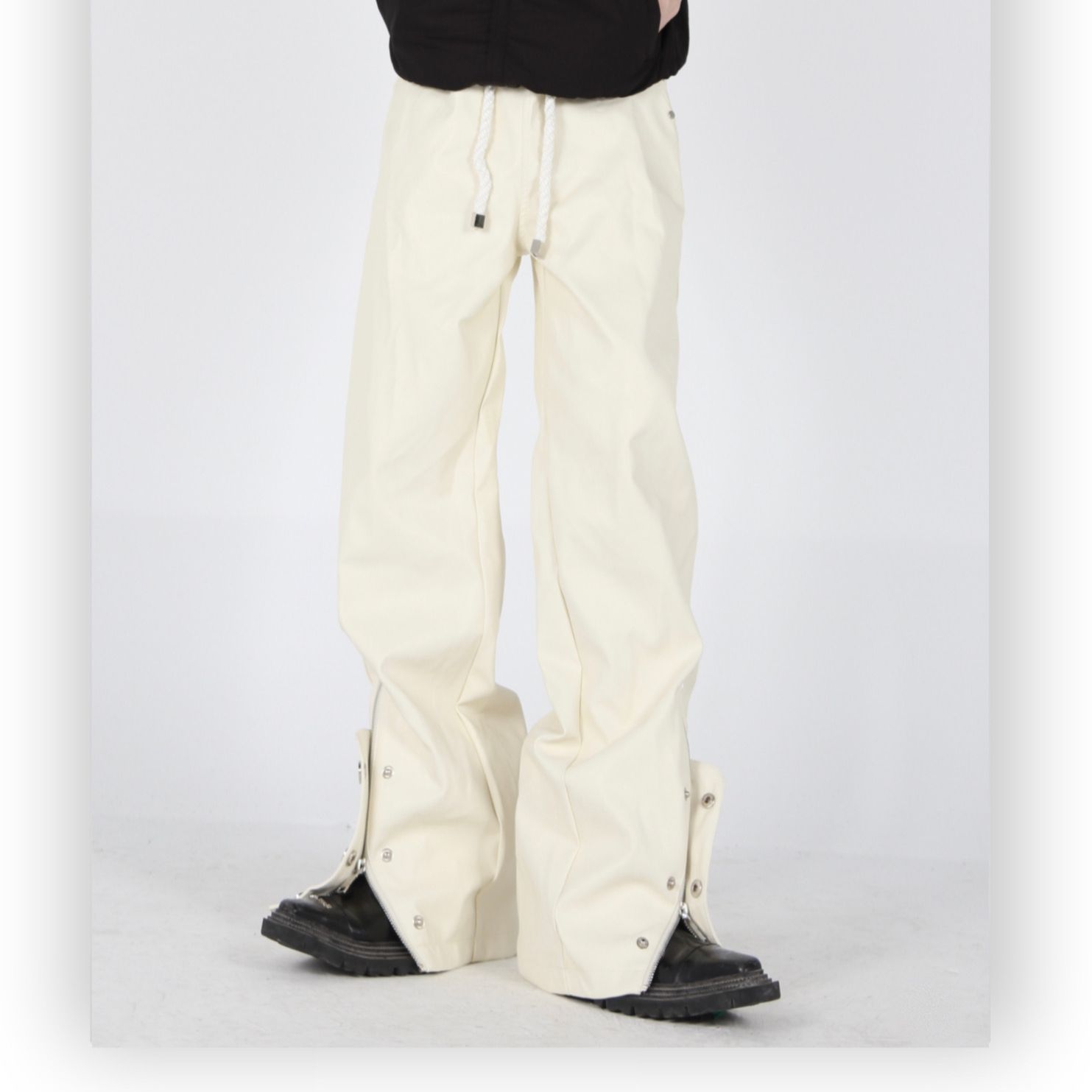 Leather Straight Trousers With Ropes - Leather Pants - Azahshopping