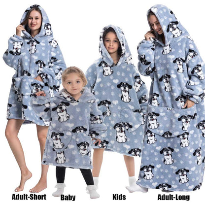 Extra Long Hoodies Winter Tv Blanket Plush Fleece Family Matching Outfits