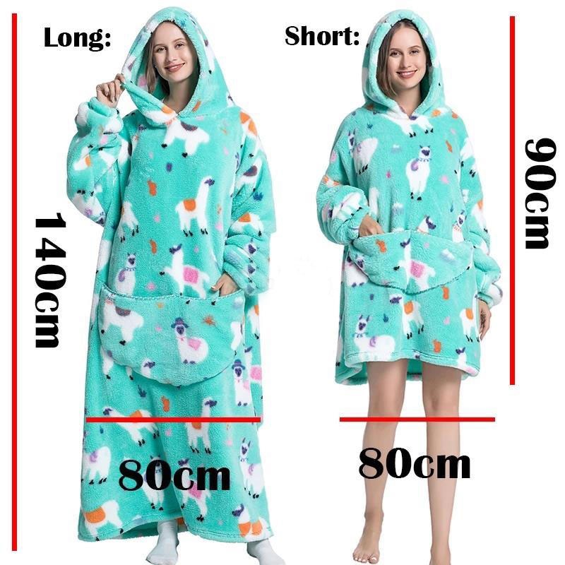 Extra Long Hoodies Winter Tv Blanket Plush Fleece Family Matching Outfits