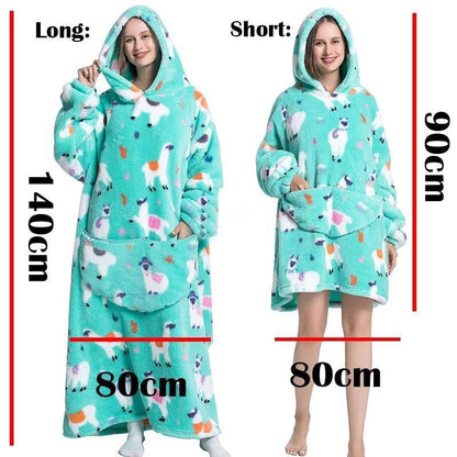 Extra Long Hoodies Winter Tv Blanket Plush Fleece Family Matching Outfits