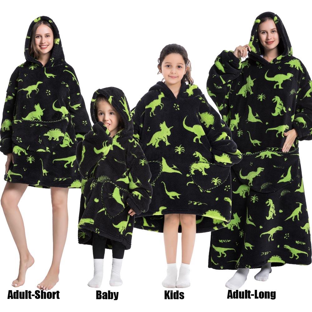 Extra Long Hoodies Winter Tv Blanket Plush Fleece Family Matching Outfits