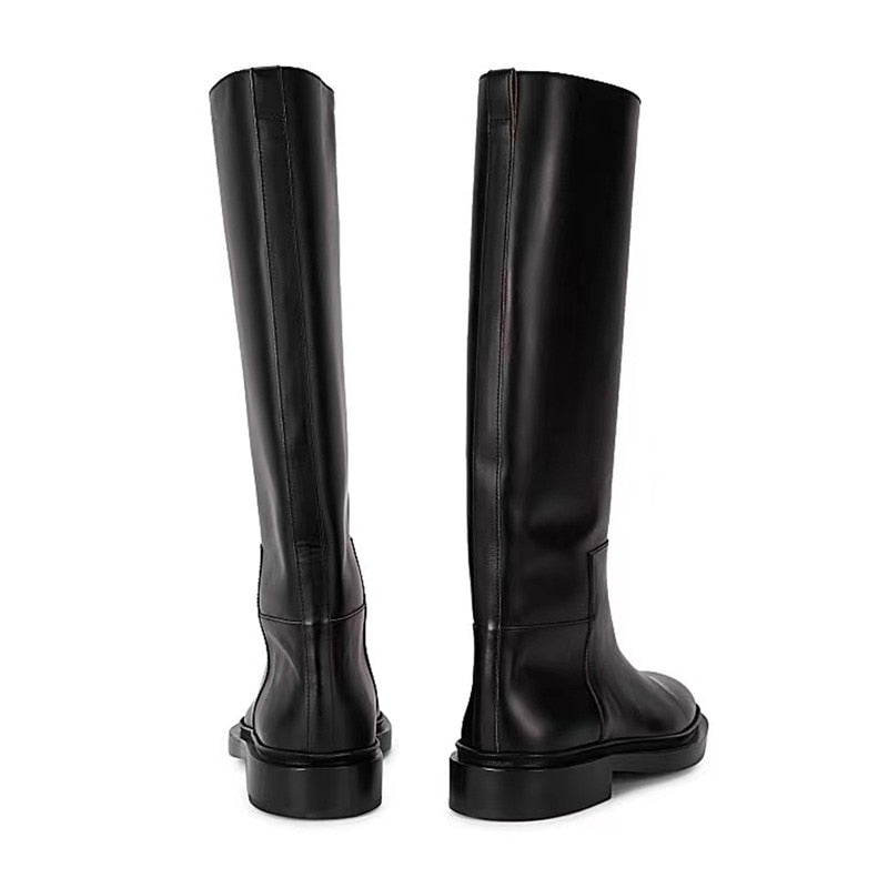 Women Knee High Boots Genuine Leather High Heeled Boots