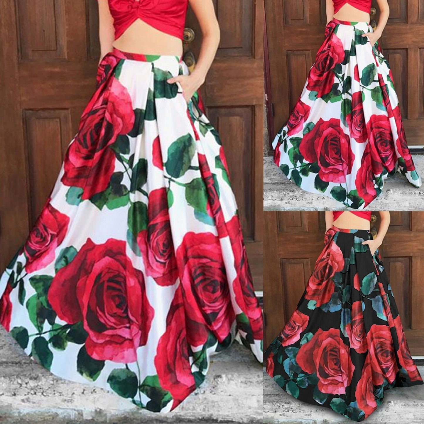 High Waist Flower Printed Bohemian Maxi Skirts