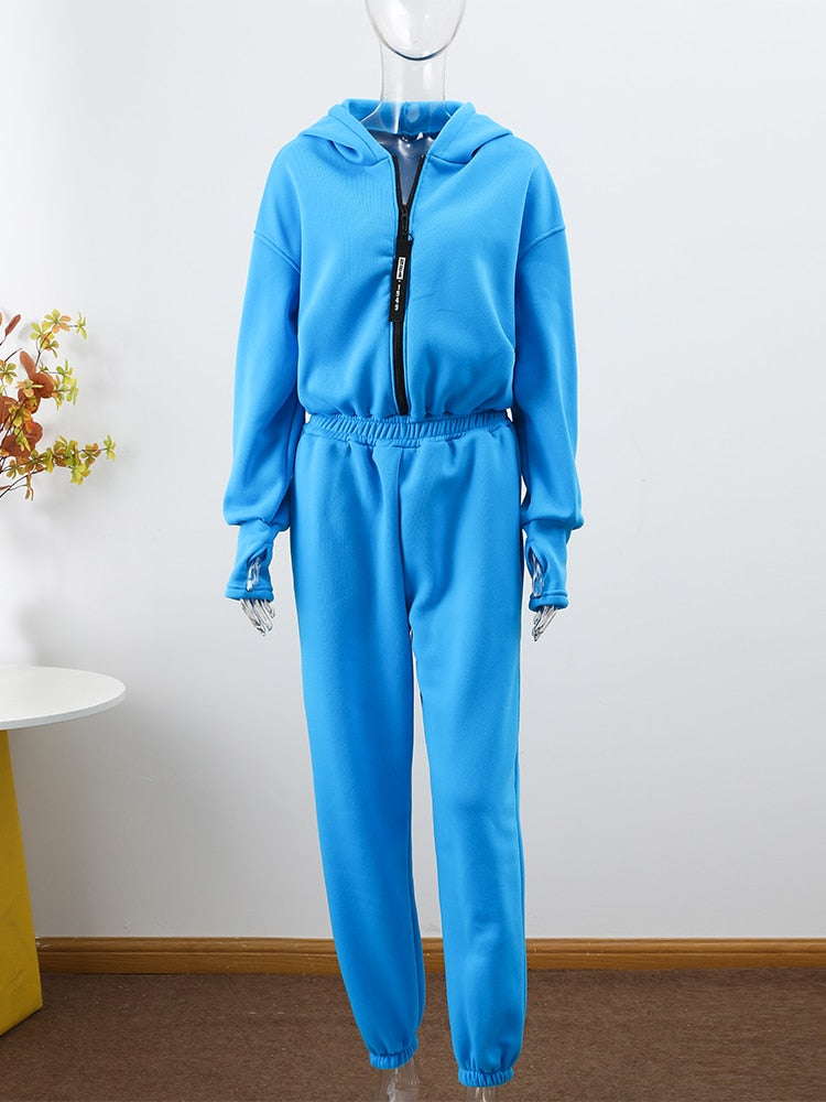 Long Sleeve Zipper Hoodies Jumpsuits