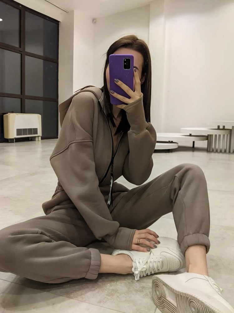 Long Sleeve Zipper Hoodies Jumpsuits