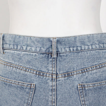High Waist Blue Denim Short - Azahshopping