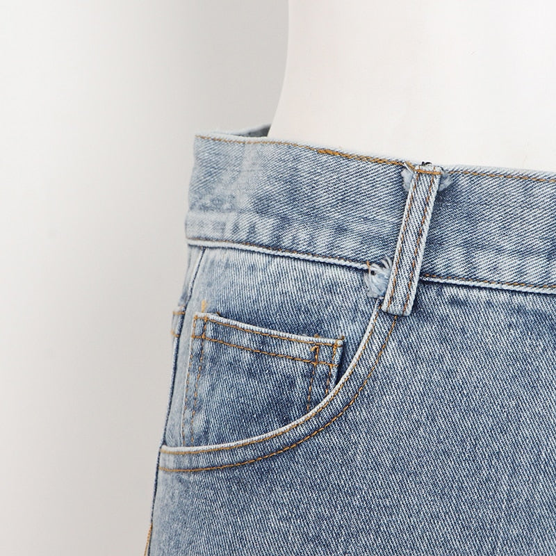 High Waist Blue Denim Short - Azahshopping