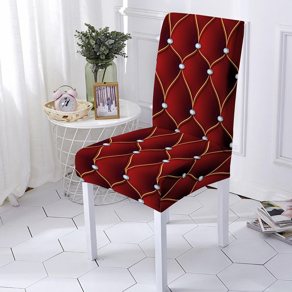 Geometric Spandex Chair Cover For Dining Room 3d Crystal Chairs Covers