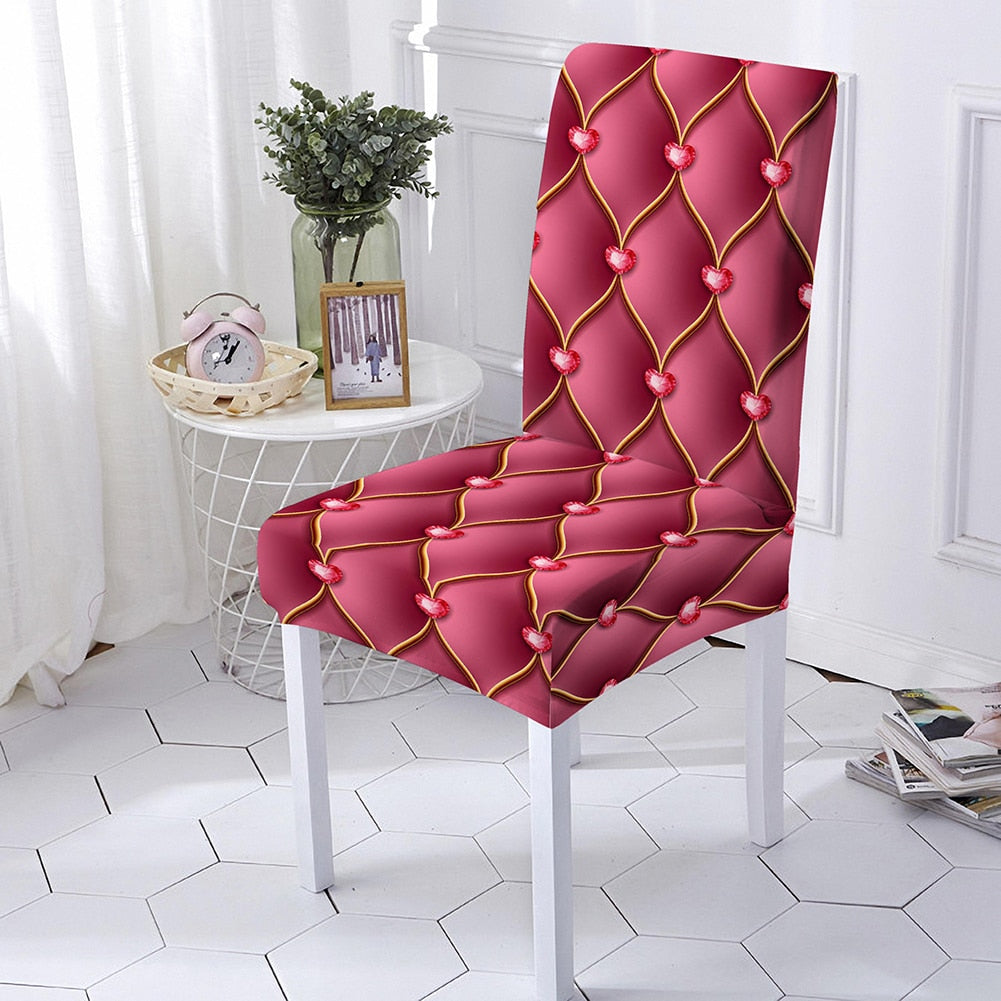 Geometric Spandex Chair Cover For Dining Room 3d Crystal Chairs Covers
