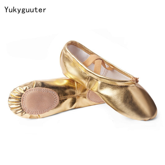 Gold Silver Soft Sole Ballet Dance Slippers Children Ballerina Shoes