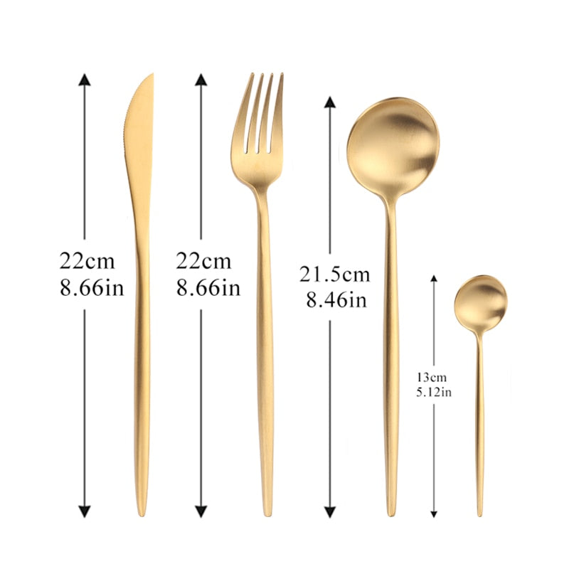 Gold Cutlery Set Forks Spoons Knives Tableware Steel Cutlery Set Stainless Steel