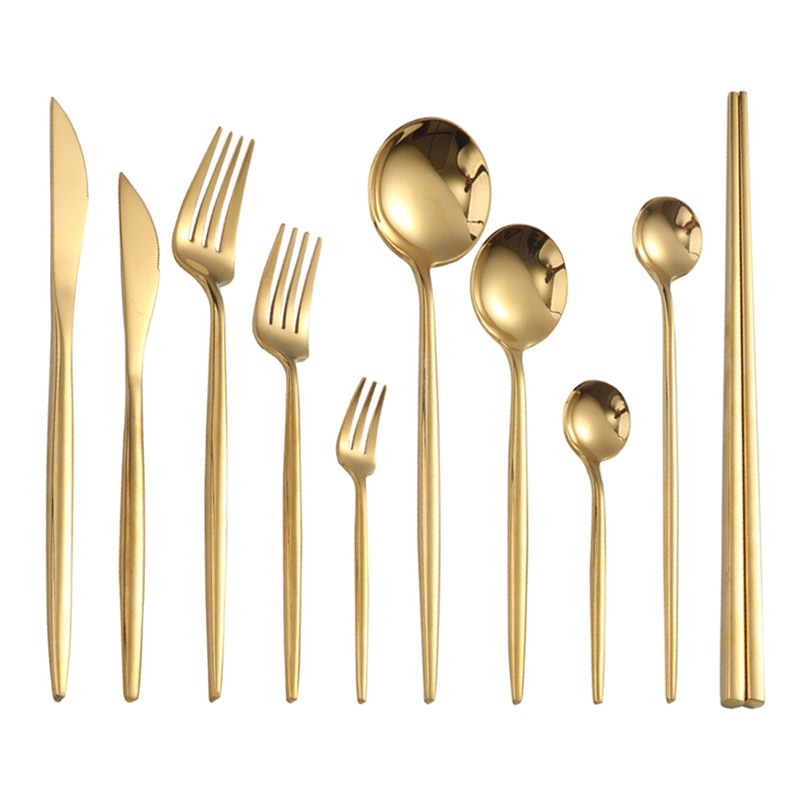 Gold Cutlery Set Forks Spoons Knives Tableware Steel Cutlery Set Stainless Steel