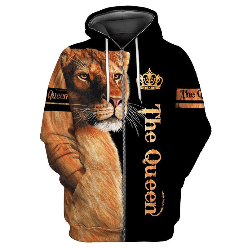 Lion Queen hoodies Fashion Pullover 3D Printed Zipper Hoodies/Sweatshirt