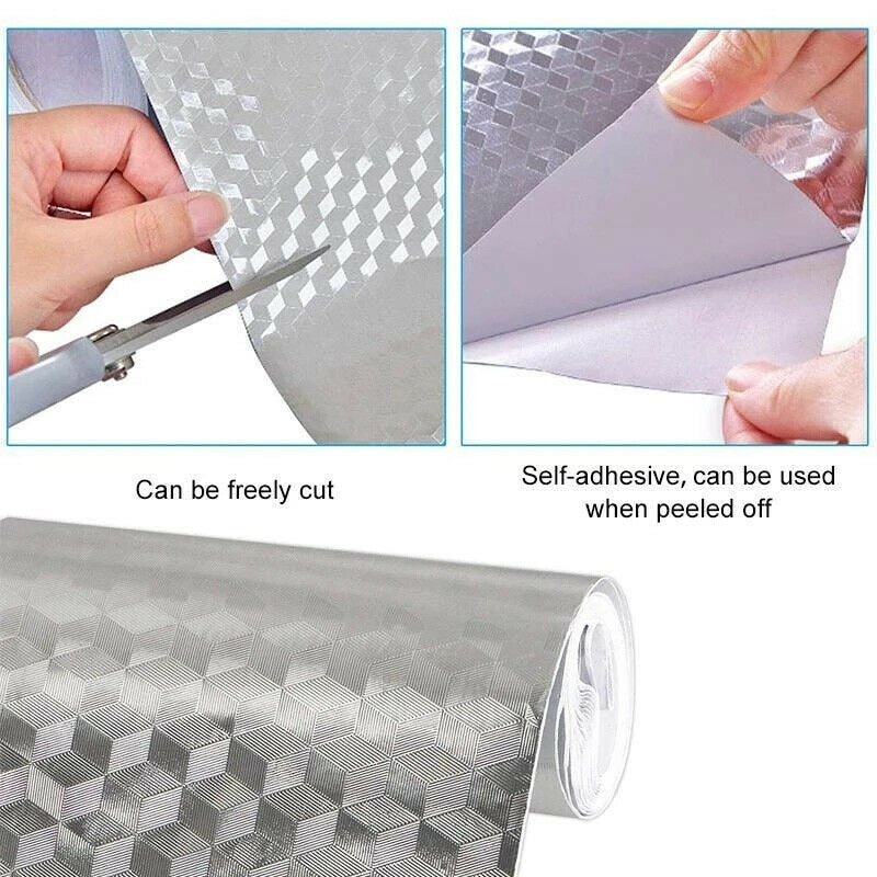 Kitchen Oil-proof Waterproof Stickers Aluminum Foil Kitchen Stove Cabinet Self Adhesive Wall Sticker