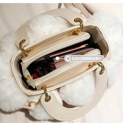 Cute Tote Bag Women Designer Handbag Hair Ball Shoulder Messenger Bags