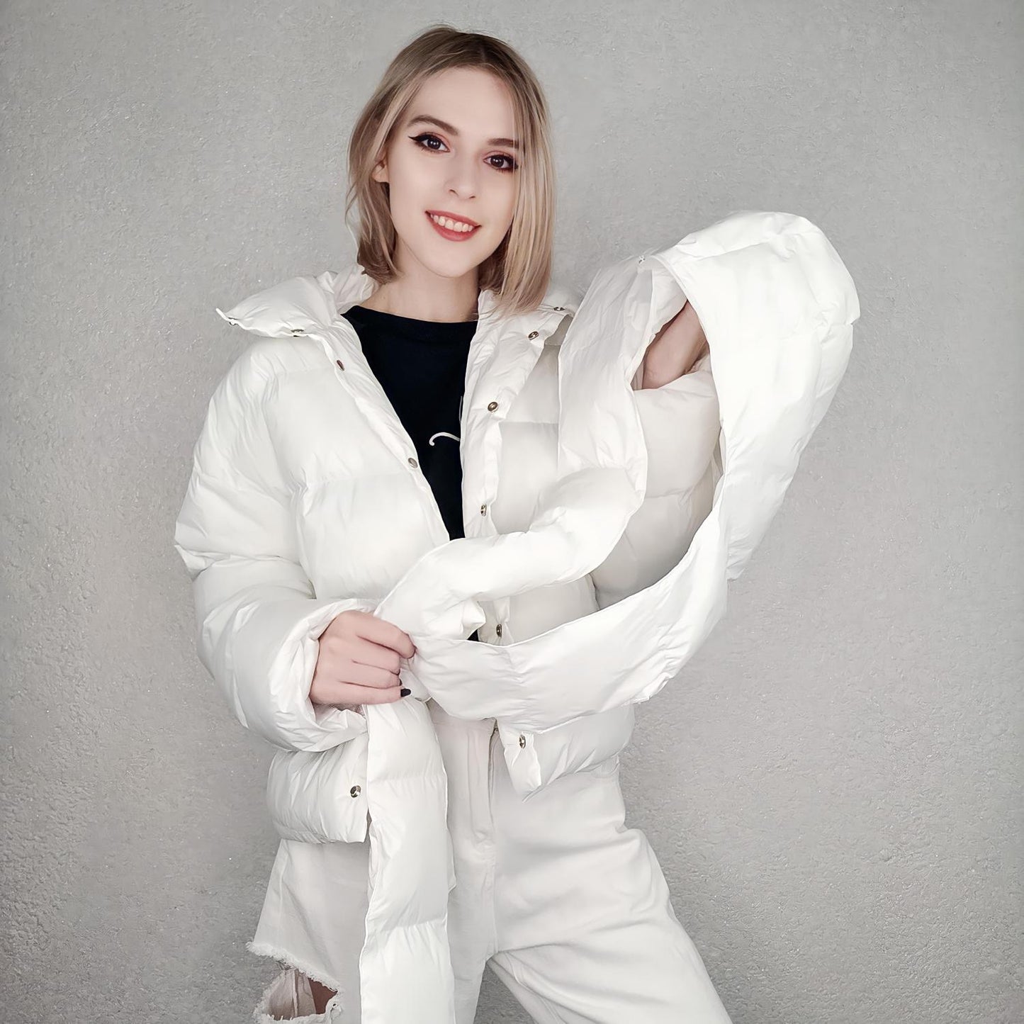 Thickened Short Hooded Oversize Parkas Puffer Warm Coat