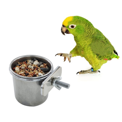 Hanging Cage Bowl For Pet Birds Anti-turnover Stainless Steel