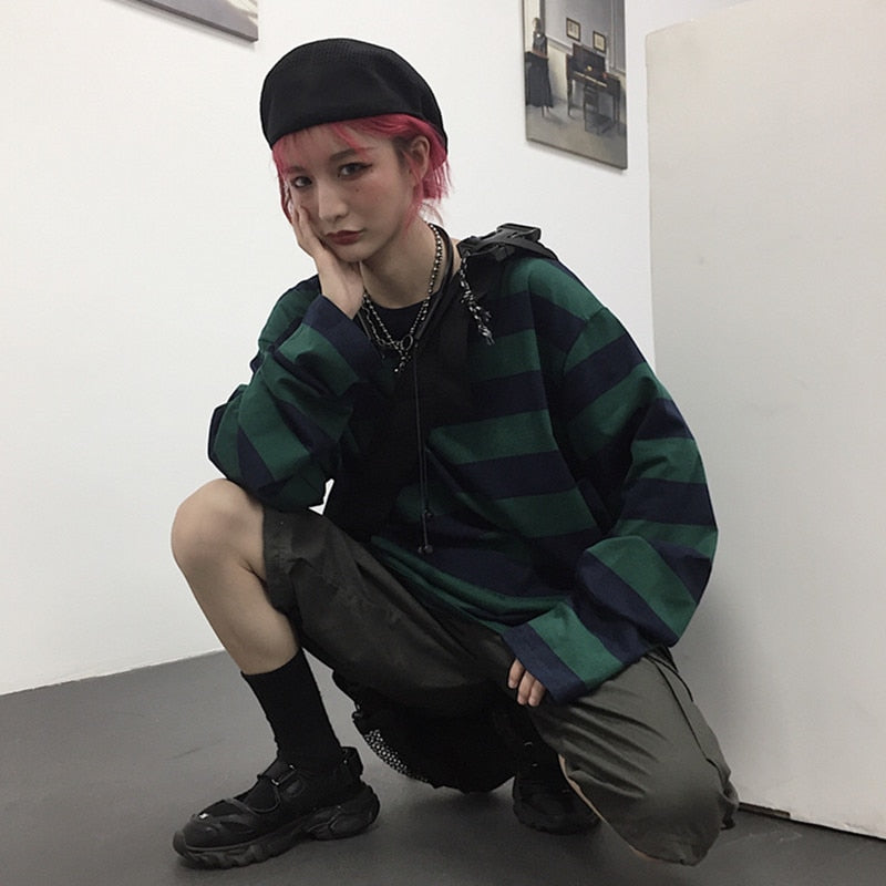 High Street Stripe T-shirt Long Sleeves Vintage