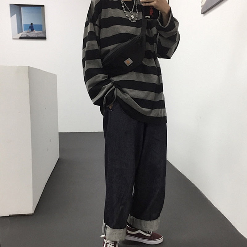 High Street Stripe T-shirt Long Sleeves Vintage