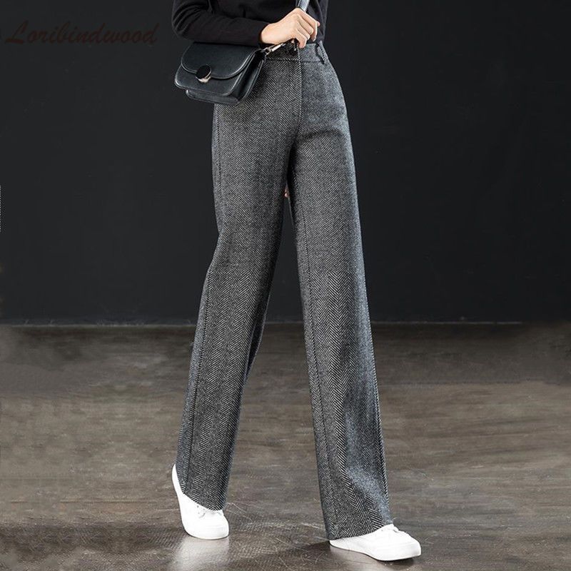 Woolen Wide Leg Pants For Woman - Azahshopping